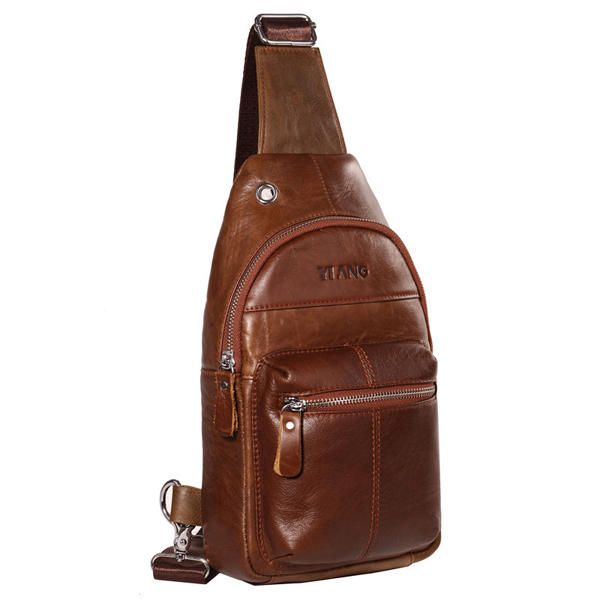 Bolso Bandolera Marrón De Cuero Genuino Para Hombre Bolso Bandolera De Viaje Bolso Bandolera