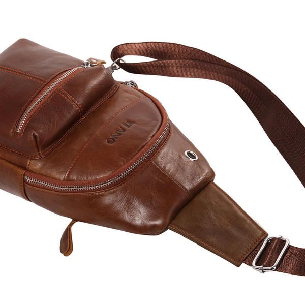 Bolso Bandolera Marrón De Cuero Genuino Para Hombre Bolso Bandolera De Viaje Bolso Bandolera