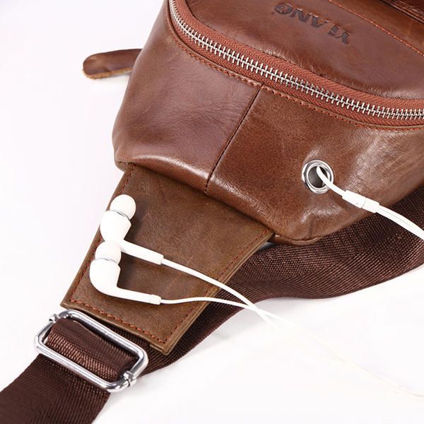 Bolso Bandolera Marrón De Cuero Genuino Para Hombre Bolso Bandolera De Viaje Bolso Bandolera