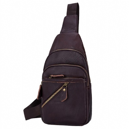 Bolso Bandolera De Moda De Cuero Genuino Para Hombre