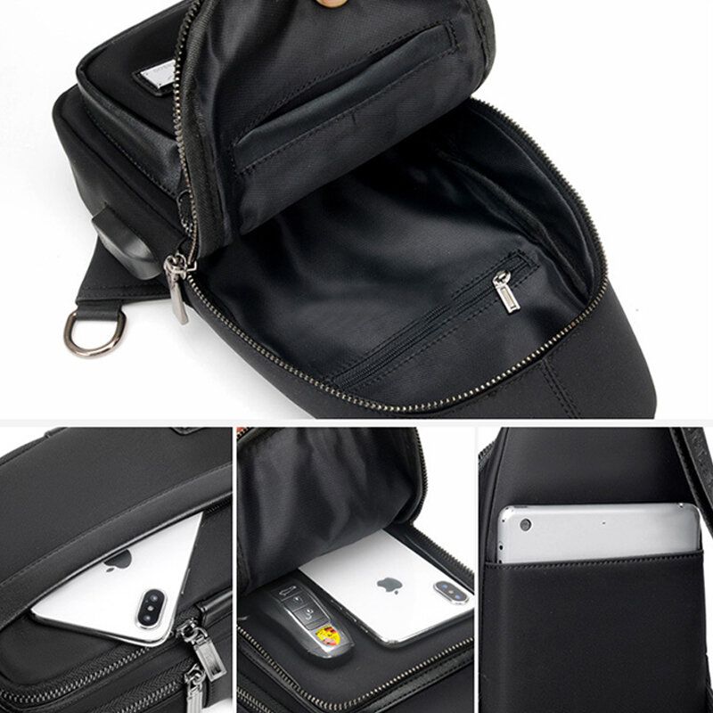 Bolso Bandolera De Moda De Piel Sintética Para Hombre Bolso Bandolera Con Puerto De Carga Usb