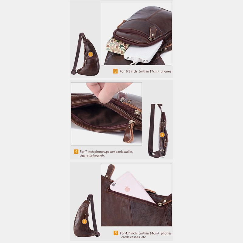 Bolso Bandolera Multibolsillos De Cuero Genuino Para Hombre Bolso Bandolera Para Exteriores