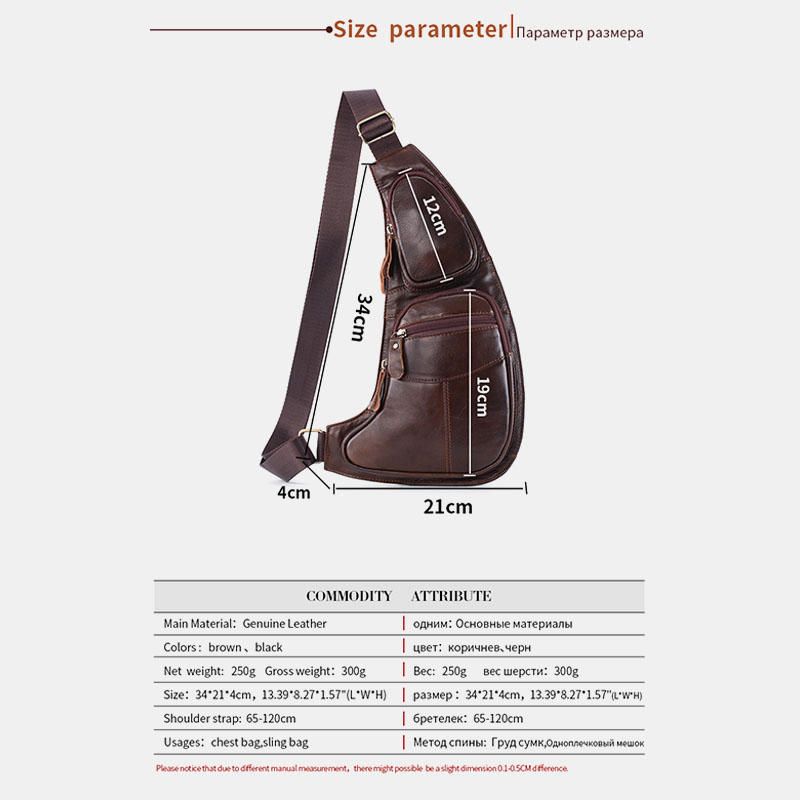 Bolso Bandolera Multibolsillos De Cuero Genuino Para Hombre Bolso Bandolera Para Exteriores