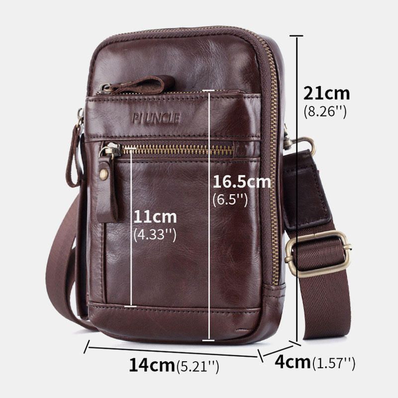 Bolso Bandolera Multicapa De Cuero Genuino Para Hombre Bolso De Cintura Bolso De Hombro Bolso Para Teléfono