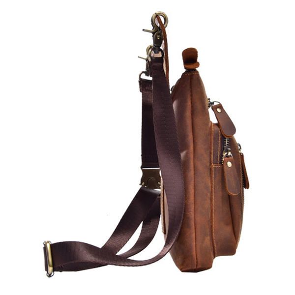 Bolso Bandolera Multifuncional De Cuero Genuino Vintage De 8 Pulgadas Para Teléfono Bolso De Cintura Bolso De Pierna Bolso Cruzado Para Hombres