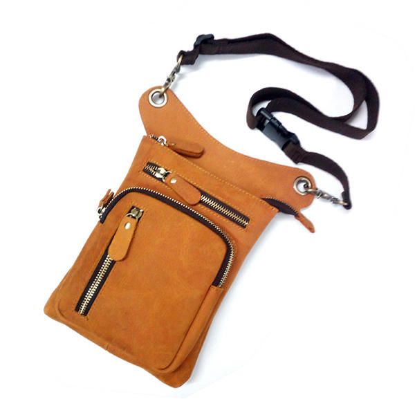 Bolso Bandolera Multifuncional De Cuero Genuino Vintage De 8 Pulgadas Para Teléfono Bolso De Cintura Bolso De Pierna Bolso Cruzado Para Hombres