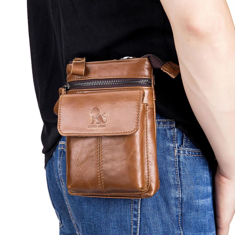 Bolso Bandolera Multiusos De Cuero Genuino Para Hombre Bolso De Piel De Vaca