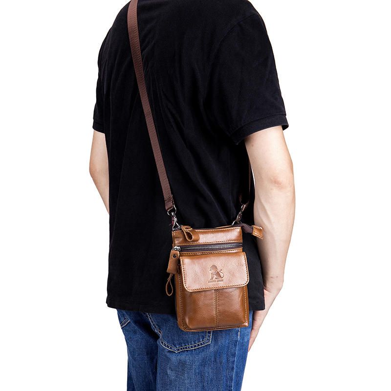 Bolso Bandolera Multiusos De Cuero Genuino Para Hombre Bolso De Piel De Vaca