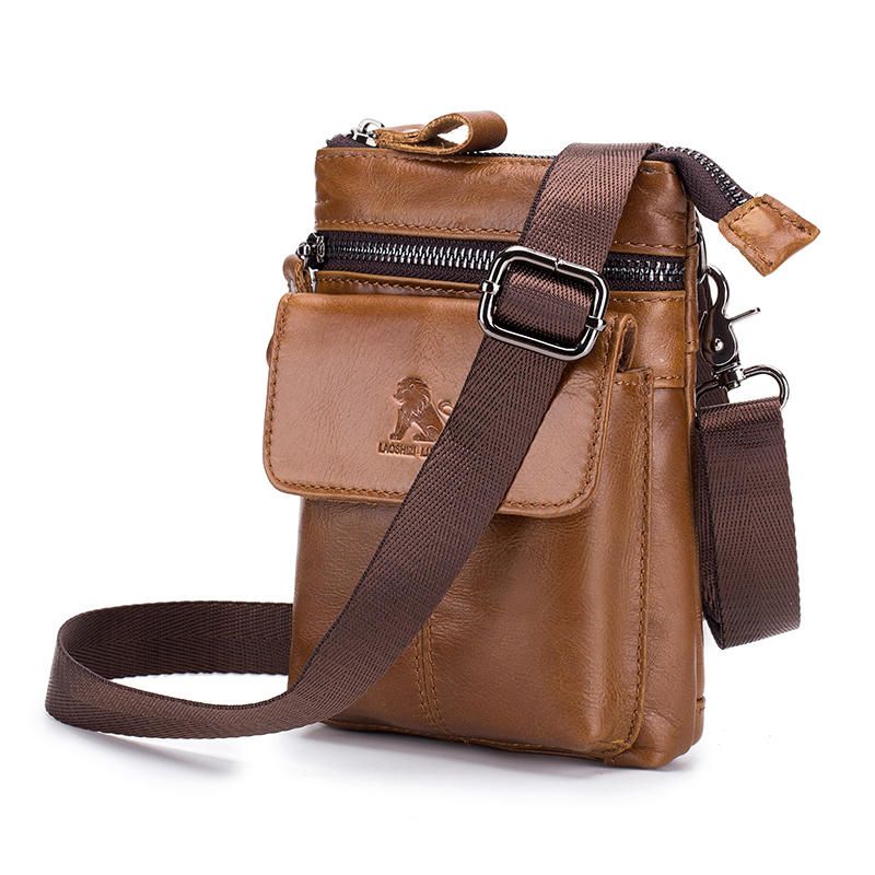 Bolso Bandolera Multiusos De Cuero Genuino Para Hombre Bolso De Piel De Vaca