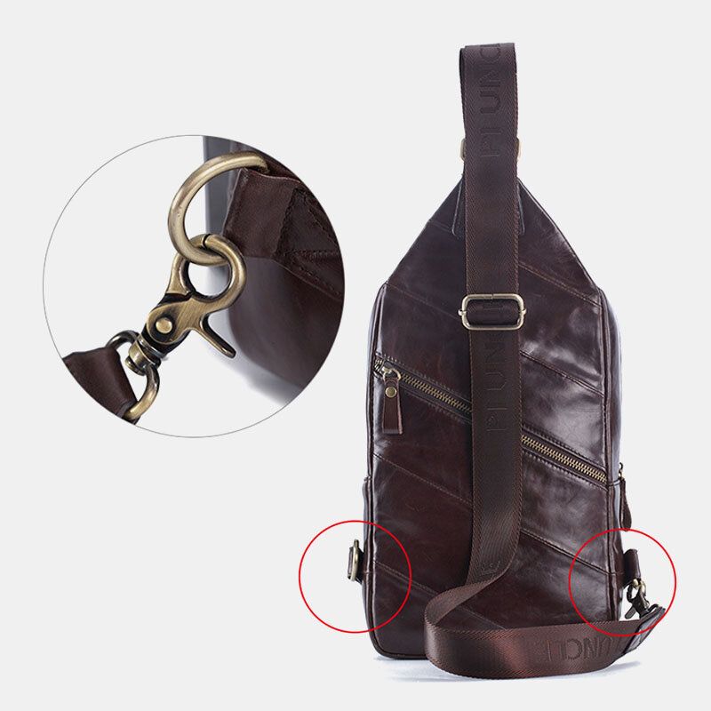 Bolso Bandolera De Negocios Informal De Cuero Genuino Para Hombres Bolso De Pecho Al Aire Libre