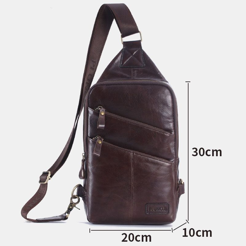 Bolso Bandolera De Negocios Informal De Cuero Genuino Para Hombres Bolso De Pecho Al Aire Libre