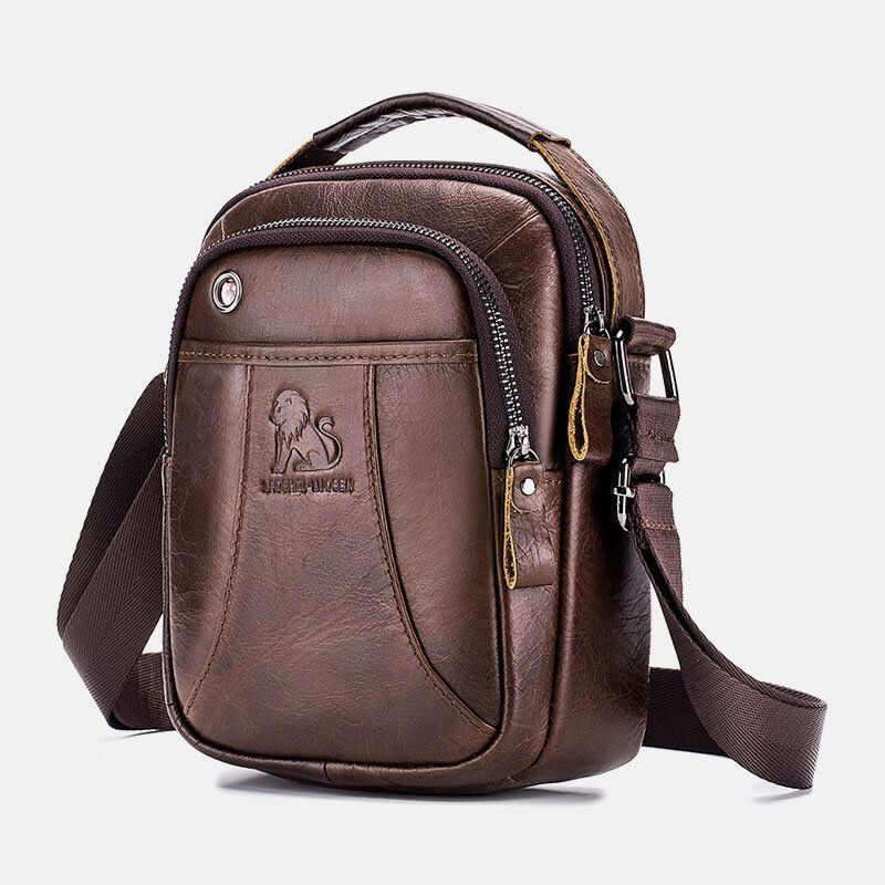 Bolso Bandolera De Negocios De Moda Retro De Piel De Vaca De Cuero Genuino Para Hombre