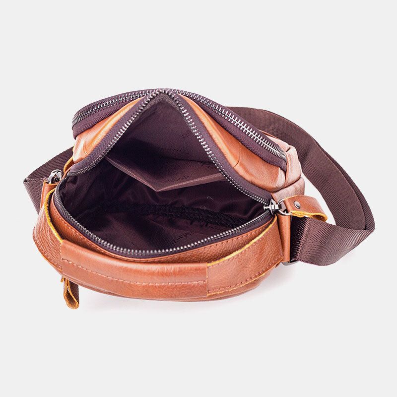 Bolso Bandolera De Negocios De Moda Retro De Piel De Vaca De Cuero Genuino Para Hombre