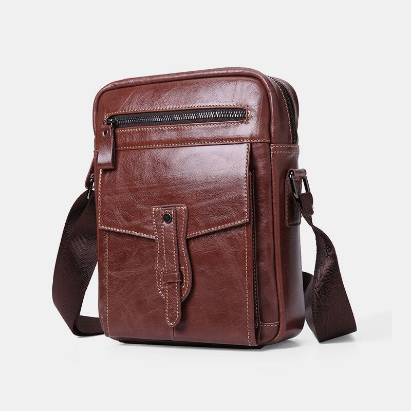 Bolso Bandolera De Negocios Vintage De Gran Capacidad De Cuero Genuino Para Hombre