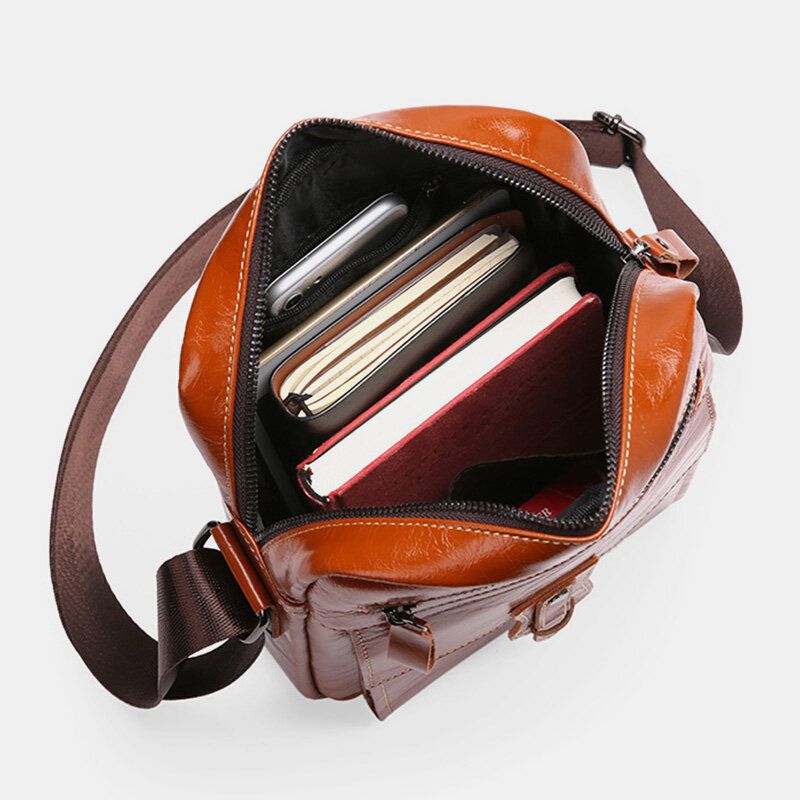 Bolso Bandolera De Negocios Vintage De Gran Capacidad De Cuero Genuino Para Hombre