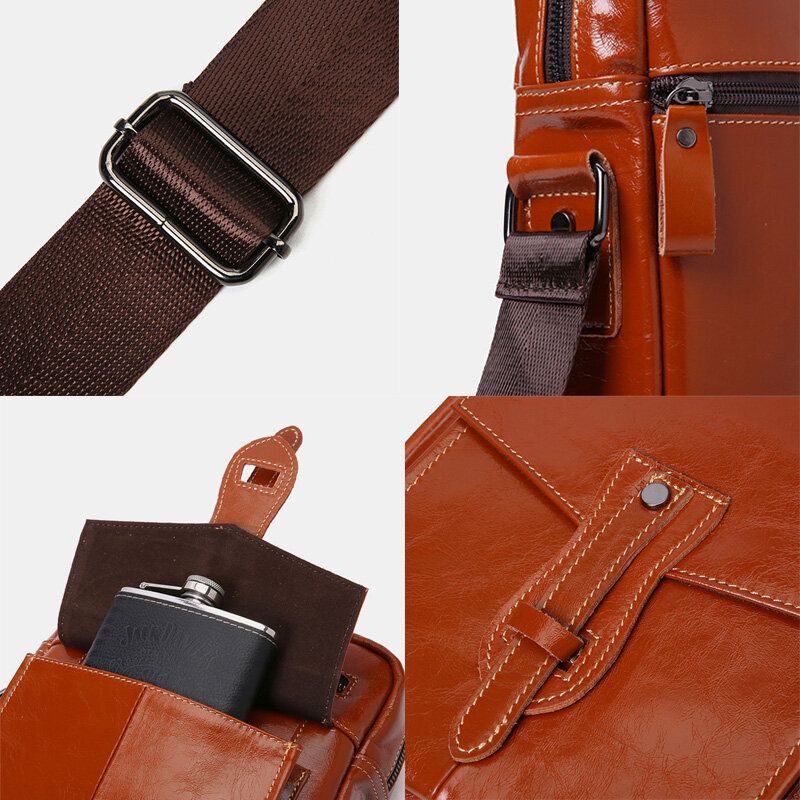 Bolso Bandolera De Negocios Vintage De Gran Capacidad De Cuero Genuino Para Hombre