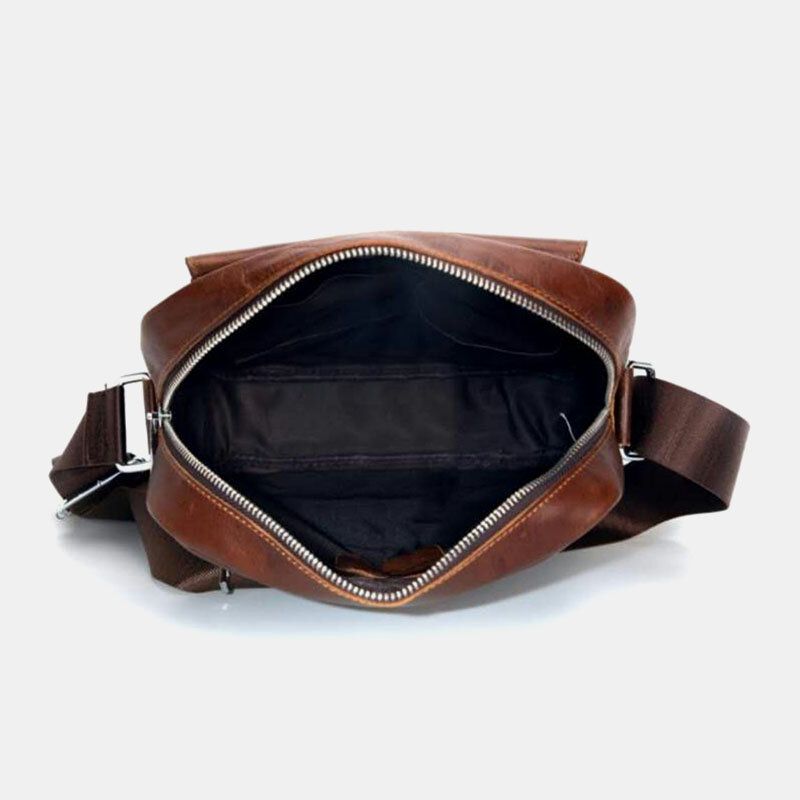 Bolso Bandolera De Negocios Vintage Multifunción Antirrobo Resistente Al Desgaste De Cuero Genuino Para Hombre