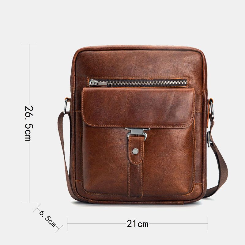 Bolso Bandolera De Negocios Vintage Multifunción Antirrobo Resistente Al Desgaste De Cuero Genuino Para Hombre