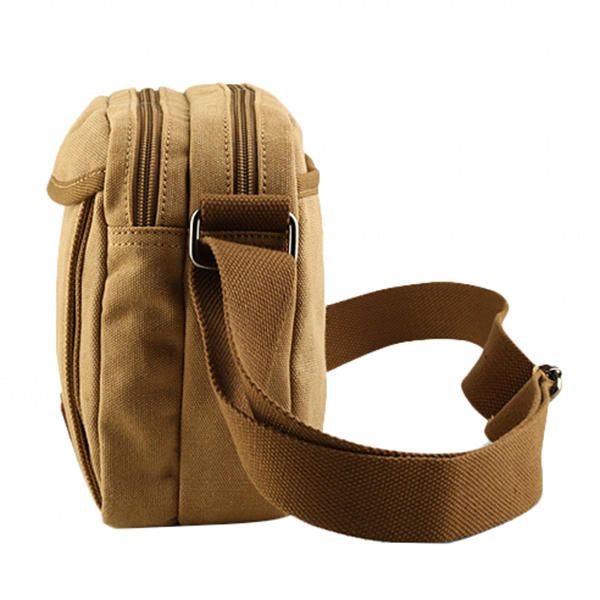 Bolso Bandolera De Ocio Vintage De Lona Para Hombre Bolso De Hombro Horizontal Sólido Bolso De Fin De Semana