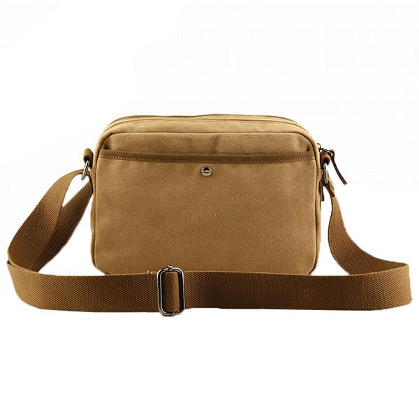 Bolso Bandolera De Ocio Vintage De Lona Para Hombre Bolso De Hombro Horizontal Sólido Bolso De Fin De Semana