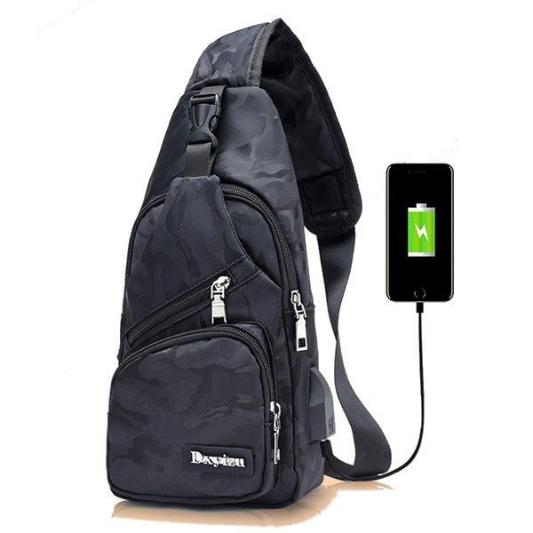 Bolso Bandolera Para Hombre Bolso En El Pecho Mochila De Viaje Para Senderismo Con Puerto De Carga Usb