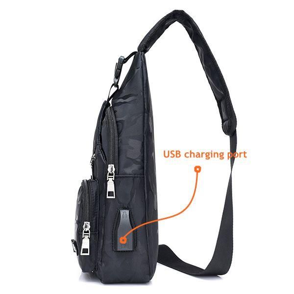 Bolso Bandolera Para Hombre Bolso En El Pecho Mochila De Viaje Para Senderismo Con Puerto De Carga Usb