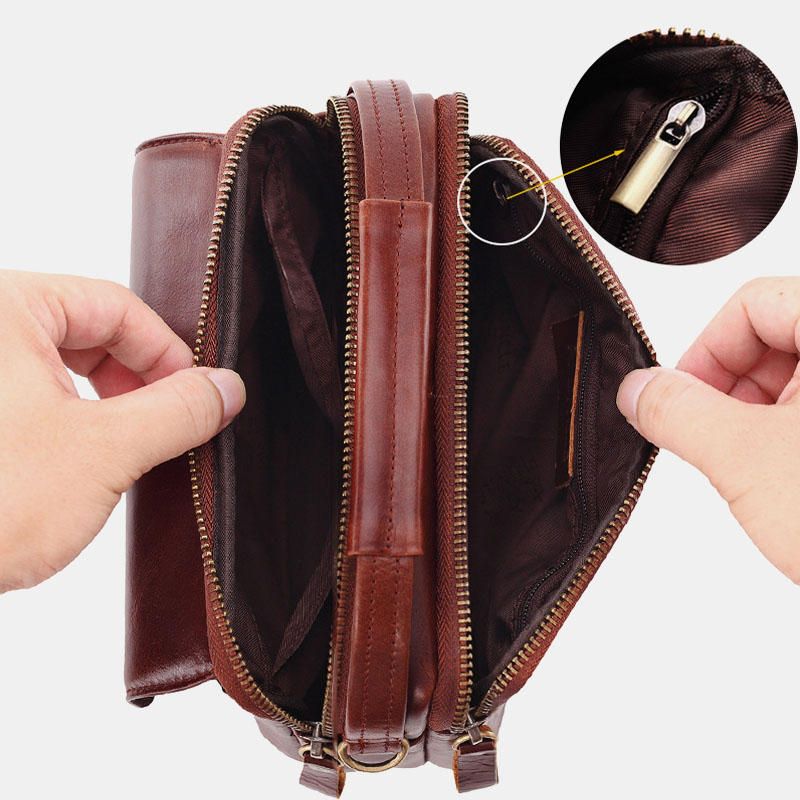 Bolso Bandolera Pequeño De Cuero Genuino Para Hombre