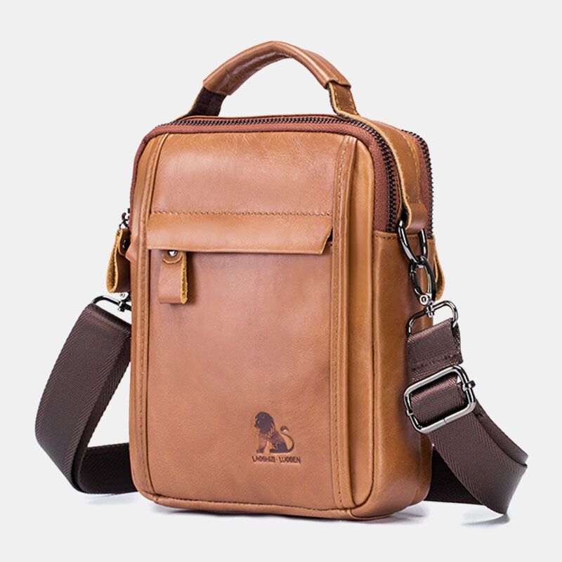 Bolso Bandolera De Piel De Vacuno Pequeño De Negocios Retro De Cuero Genuino Para Hombre Bolso Bandolera