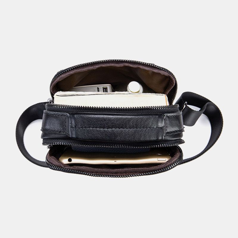 Bolso Bandolera De Piel De Vacuno Pequeño De Negocios Retro De Cuero Genuino Para Hombre Bolso Bandolera