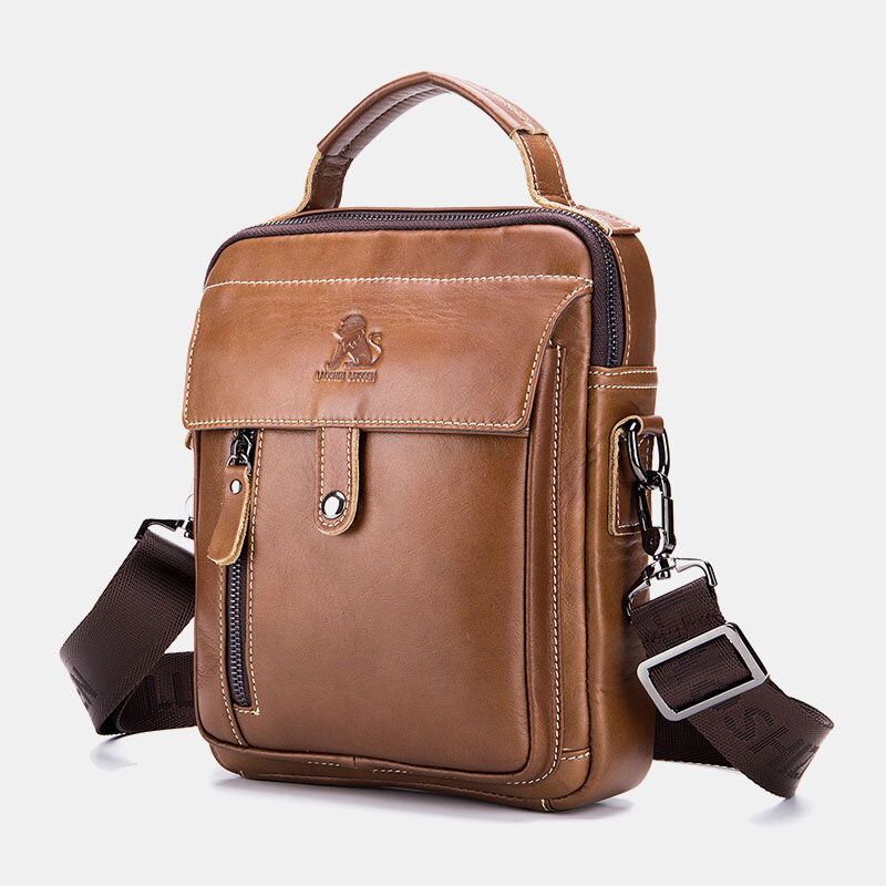 Bolso Bandolera De Piel De Vacuno Pequeño De Negocios Retro De Cuero Genuino Para Hombres Bolso Bandolera