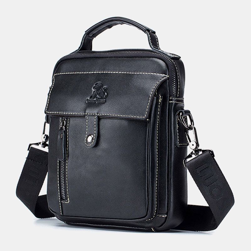 Bolso Bandolera De Piel De Vacuno Pequeño De Negocios Retro De Cuero Genuino Para Hombres Bolso Bandolera