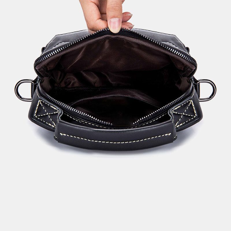 Bolso Bandolera De Piel De Vacuno Pequeño De Negocios Retro De Cuero Genuino Para Hombres Bolso Bandolera