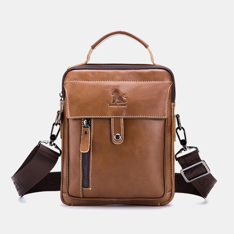 Bolso Bandolera De Piel De Vacuno Pequeño De Negocios Retro De Cuero Genuino Para Hombres Bolso Bandolera