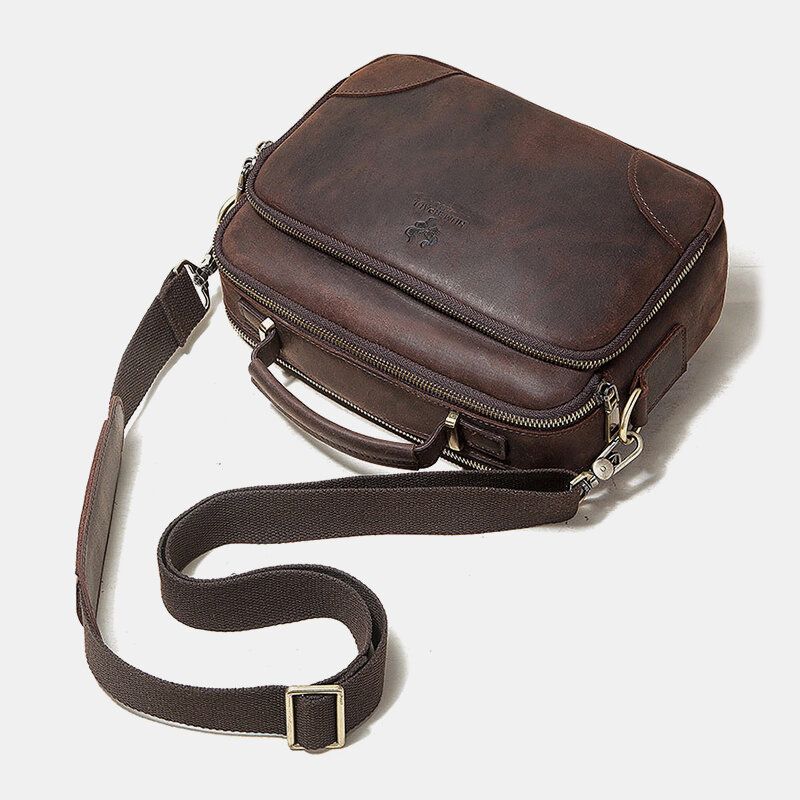 Bolso Bandolera Retro De Cuero Genuino Para Hombre