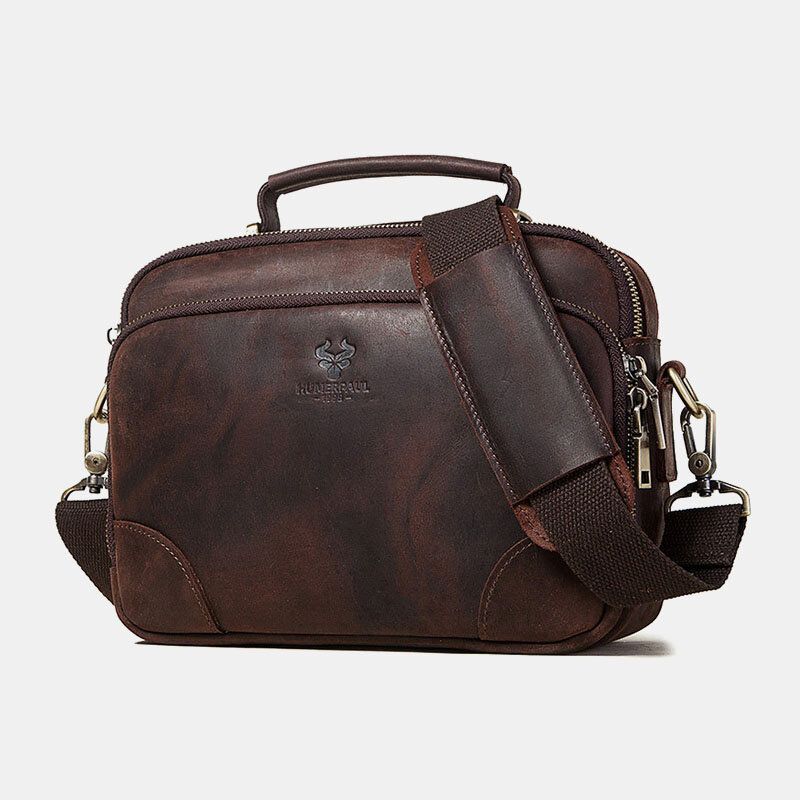 Bolso Bandolera Retro De Cuero Genuino Para Hombre