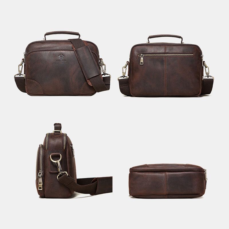 Bolso Bandolera Retro De Cuero Genuino Para Hombre