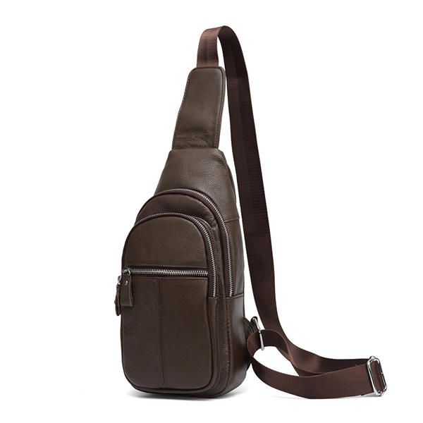 Bolso Bandolera Retro De Cuero Genuino Para Hombre Bolso En El Pecho Bolso De Hombro Informal