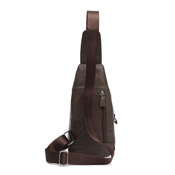 Bolso Bandolera Retro De Cuero Genuino Para Hombre Bolso En El Pecho Bolso De Hombro Informal