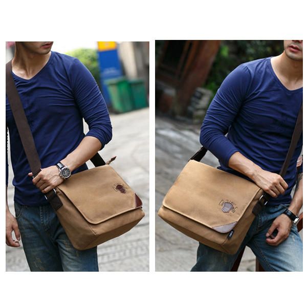 Bolso Bandolera Retro De Gran Capacidad De Lona Para Hombre