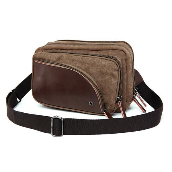 Bolso Bandolera Retro De Lona Bolso De Cintura De Hombro Multifunción Para Exteriores De Ocio