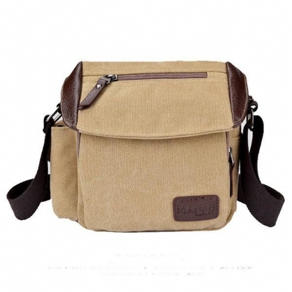 Bolso Bandolera Retro De Lona Para Hombre Bolso De Hombro Con Capacidad De Múltiples Bolsillos