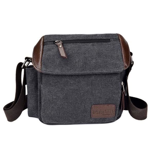 Bolso Bandolera Retro De Lona Para Hombre Bolso De Hombro Con Capacidad De Múltiples Bolsillos