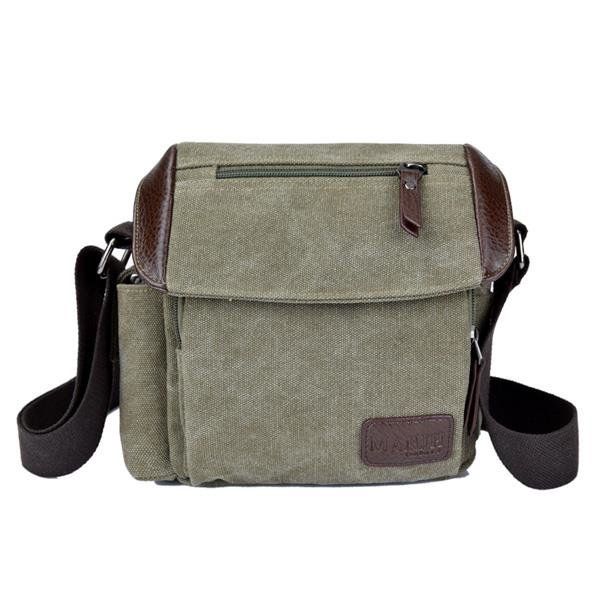 Bolso Bandolera Retro De Lona Para Hombre Bolso De Hombro Con Capacidad De Múltiples Bolsillos