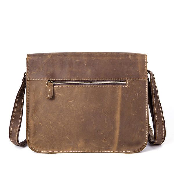 Bolso Bandolera Retro Minimalista Multifuncional De Cuero Genuino Para Hombre