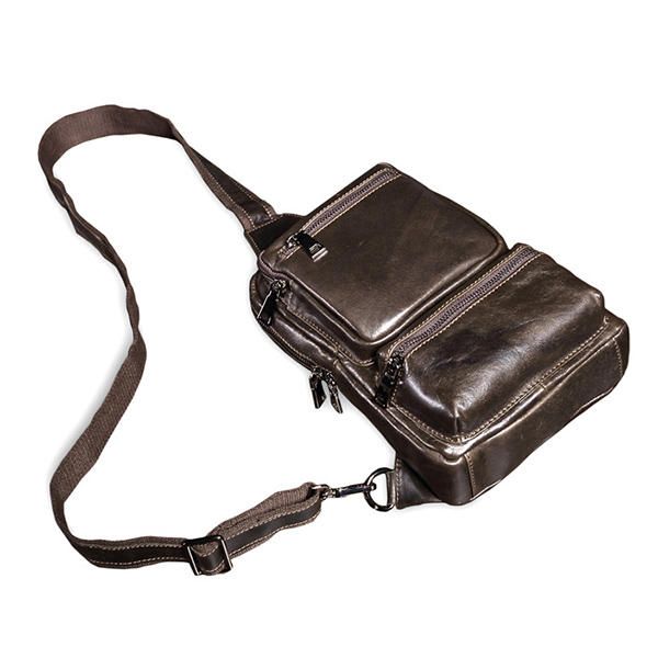 Bolso Bandolera Retro Multifuncional De Cuero Genuino Para Hombre Bandolera Deportiva Para Ciclismo Y Ocio