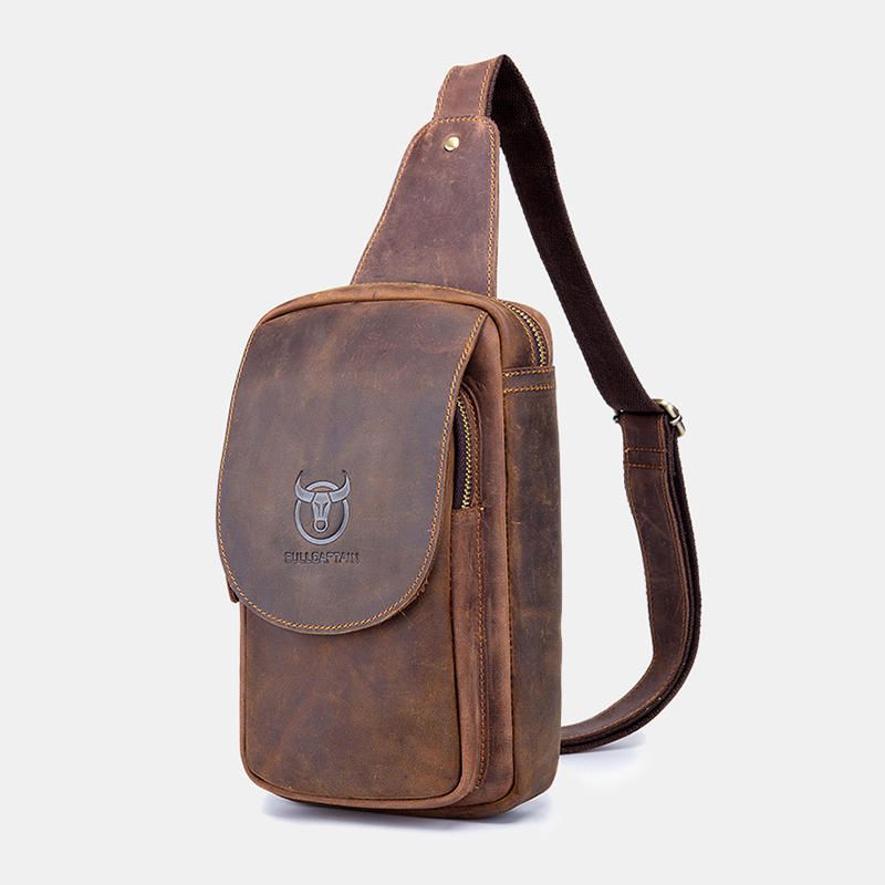 Bolso Bandolera Retro Vintage De Gran Capacidad De Cuero Genuino Para Hombre