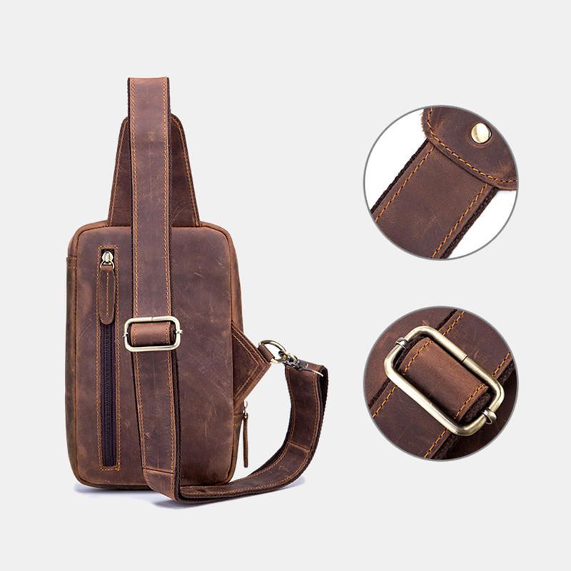 Bolso Bandolera Retro Vintage De Gran Capacidad De Cuero Genuino Para Hombre