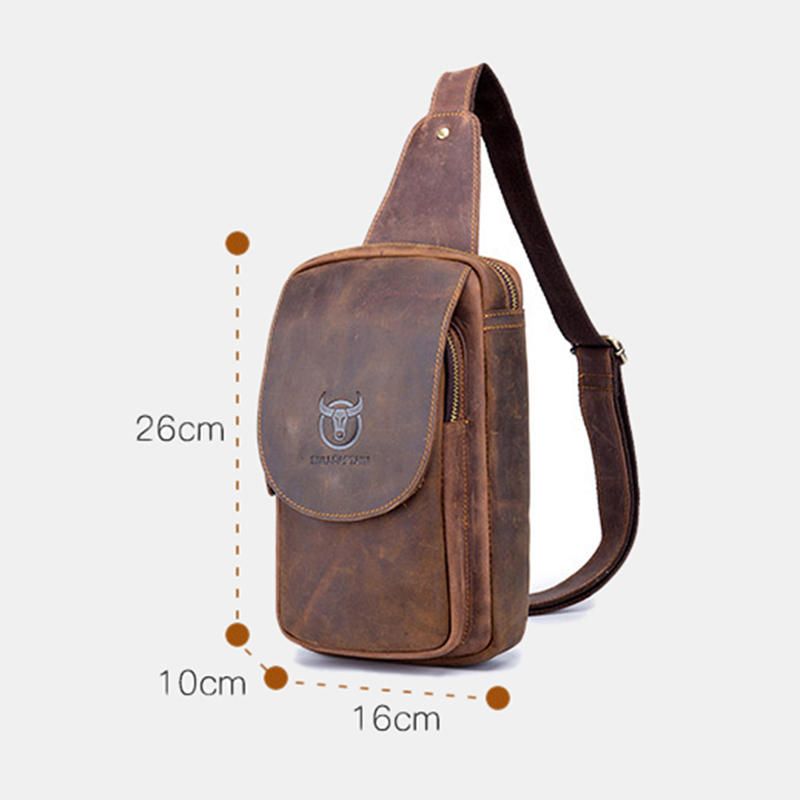 Bolso Bandolera Retro Vintage De Gran Capacidad De Cuero Genuino Para Hombre