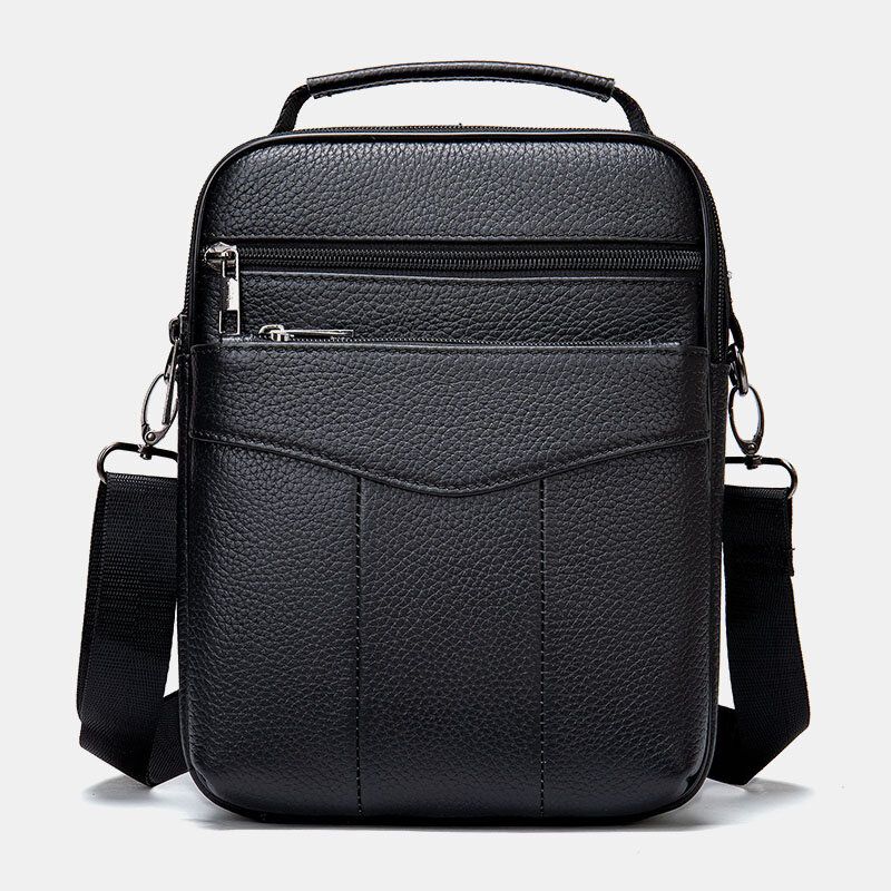 Bolso Bandolera Vertical De Negocios Retro De Cuero Genuino Para Hombre