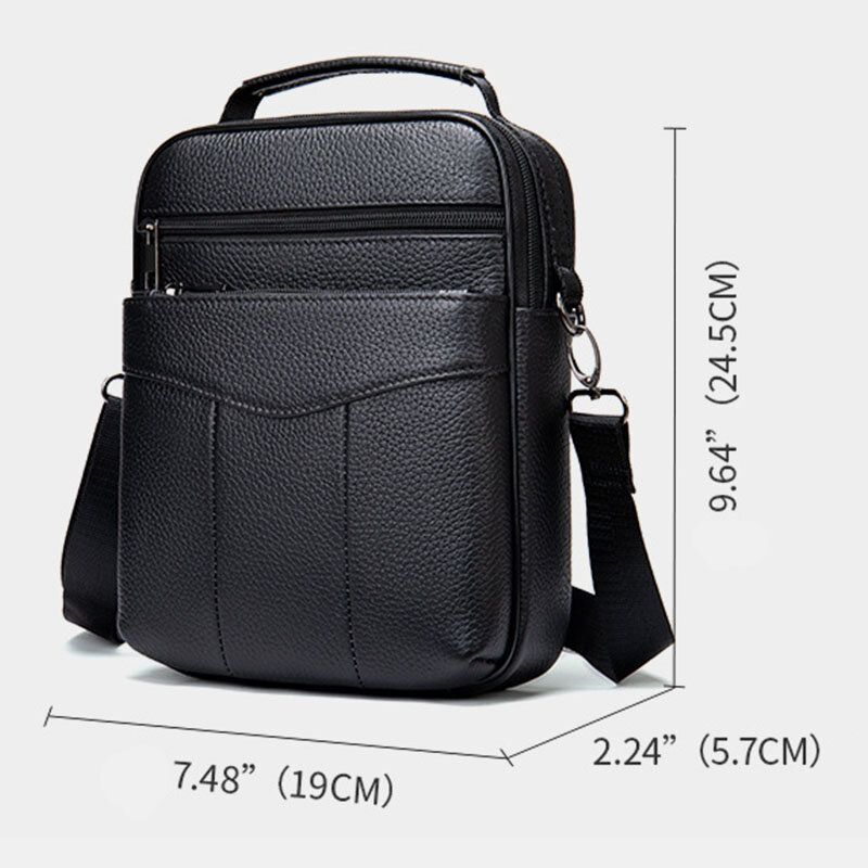 Bolso Bandolera Vertical De Negocios Retro De Cuero Genuino Para Hombre